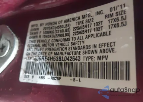 2011 Honda Cr-V Ex z USA, uszkodzony, nr VIN 5J6RE4H53BL042643